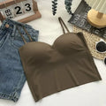 Summer Vest Tops Sleeveless Cotton Bustier Soft Elastic Washable Wear-resistant Bra Vest Women Crop Top Seamless Bralette Tees
