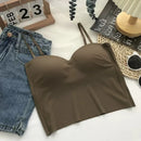 Summer Vest Tops Sleeveless Cotton Bustier Soft Elastic Washable Wear-resistant Bra Vest Women Crop Top Seamless Bralette Tees