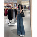 High-Waisted Wide-Leg Jeans White 2024 Summer New Style Women's Loose-Fit Slimming Draped Trailer Pants Fashionable Casual Wear