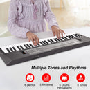 BIGFUN 61 Key Electronic Keyboard Piano Dual Speakers 8 Tones 5 Rhythms 5 Drums Percussions 6 Demos Musical Instrument with Mic