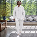 Boutique Tiki Men's Fall Linen Simple Fashion Elegant Comfortable Loose Style Vacation Street Casual Solid Color Men's Suit