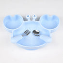 3Pcs/Set Baby Safe Silicone Dining Plate Food Feeding With Spoon Fork Cartoon Children Dishes Prevent Tipping Over And BPA Free