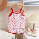Summer Children Sling Shorts Set Fashion Flower Girls Kids Cotton Thin Breathable Pajamas Cute Cartoon Baby Toddler Home Clothes