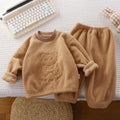 Winter Flannel Kids Sets Solid Warm Children Pajamas Sets Homewear Two-piece Set  for Baby Boys Girls Kids Boutique Clothes