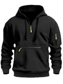 2024 Men's Hooded Sweater Leisure Sports Pullover Retro Harajuku Long Sleeve Zipper Multi-pocket Casual Loose Coat Street Wear