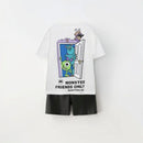 2025 Summer Kids Sets Disney Stitch Printed Tops Tee Shirts For Boys Casual Pullover Clothes Casual Two Piece Suit Child Sets