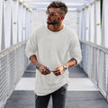 2023 Spring Men's Casual Solid Color Fashion Knitted Shirt O Neck Long Sleeve Knit Pullover Loose Soft Sweater Coats Men Tops
