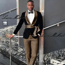 Black Velvet Jacket Men's 3 Piece Suit Wedding Groom Tuxedo 2024 Fashion Customized Men's Clothes Elegant