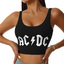 موضة الروك الكلاسيكية AC/DC سترة مثيرة قصة قصيرة توب رياضي نسائي فرقة موسيقى هيفي ميتال رياضة يوغا حمالة صدر مريحة