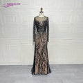 Elegant Long Sleeve Evening Dress for Women 2025 O-Neck Mermaid Wedding Party Luxury Beaded  Formal