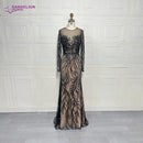 Elegant Long Sleeve Evening Dress for Women 2025 O-Neck Mermaid Wedding Party Luxury Beaded  Formal