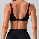 Women Soft Slimming Shockproof Quick Dry Supportive V Neck Running Bra Gym Sports Running Fitness Yoga Bra
