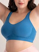 Women Daily Comfort Wireless Shaper Bra Sexy Bright Silk Decoration Lingerie Female Removable Pad Underwear S-4XL C06