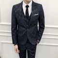 Blue Men's Plaid Blazer Jacket and Vest with Pants, Gray & Burgundy Available, Asian Size Mens Three Piece Set