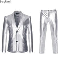 Men's Suit Sets Chic Shiny Gold 2 Pieces Suits Blazer+Pants Sets Stage Perform Clothes Party Nightclub Dancer Costume Sets Men