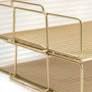 Gold File Desk Organizer - 2-Tier Paper Tray - Document and Letter - Elegant Inbox Office Acce