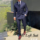 Double Breasted Men's Suit Wide Peak Lapel Wedding Grooms Tuxedos 2 Pieces Business Men Suits