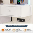 Queen Size 53” Tall Platform Bed Frame with 4 Storage Drawers Built in Charging Station & LED Bedroom White Headboards Under Bed