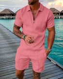2025 Trend Men Streetwear Fashion Half Zip Polo Shirts+shorts 2 PCS Sets Men's 3D Digital Print Casual Suit New Male Tracksuits