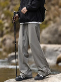 New Side Zipper Baggy Sweatpants For Men Autumn High Street Outdoor Straight Trousers Techwear Casual Drawstring Hiking Pants