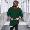 2023 Spring Men's Casual Solid Color Fashion Knitted Shirt O Neck Long Sleeve Knit Pullover Loose Soft Sweater Coats Men Tops