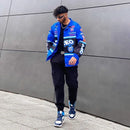 Autumn Varsity Jacket Long Sleeve Motorcycle Jacket Racing Baseball Jacket Women Y2k Printed Casual Loose Coat Single-breasted