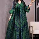 New Cross-Border Women's Clothing Amazon Digital Printing Loose-Fit Dress Middle East Long Kaftan In-Stock