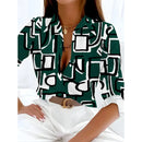 Women's Fashionable New Long-Sleeved Shirt 3d Stripe Print Single-Breasted Shirt Tops Autumn Comfortable Button Shirts Plus Size