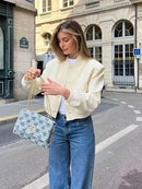 Women Fashion With Pockets Bomber Jacket Coats Vintage Long Sleeve Front Button Casual Female Outerwear Chic Tops