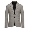 Classic Men's Casual Blazer Jackets SIngle Button Vintage Check Suit Coat Male Khaki