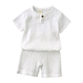2-8 Years Children Casual Suit Kids Muslin T Shirt Shorts Pajamas Boy Girl Green White Tops Bottoms Summer 2 Pcs Clothing Set