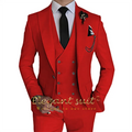Men's Khaki Formal 3 Piece Groomsmen Wedding Elegant Tuxedo Suit with Fitted Lapel (blazer + vest + pants)