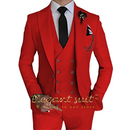 Men's Khaki Formal 3 Piece Groomsmen Wedding Elegant Tuxedo Suit with Fitted Lapel (blazer + vest + pants)