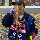 Autumn Varsity Jacket Long Sleeve Motorcycle Jacket Racing Baseball Jacket Women Y2k Printed Casual Loose Coat Single-breasted