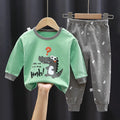 Children Pajamas Sets Unisex Soft Comfort Cartoon Dinosaur Clothing Set Outfit Suitable Boys Girls Perfect for Autumn Winter