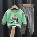 Children Pajamas Sets Unisex Soft Comfort Cartoon Dinosaur Clothing Set Outfit Suitable Boys Girls Perfect for Autumn Winter