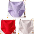 3pcs Cotton Women Panties Lady Plus Size Underwear Lace High Waist Briefs Breathable Solid Color Female Lingerie