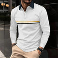 2024 Men New Stripe Long Sleeve Polo Shirt Men Casual Simple Style Polo Shirts Spring Fall Stand Basic Blouse Tees Mens Clothing