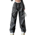 Y2K Baggy Cargo For Women Drawstring Elastic Low Waist Parachute Sweatpants Loose Hippie Pants Trousers