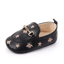 PU Leather Baby Shoes Embroidered Stars Christening Baptismal Moccasins Infant Boys Girls Slip-On Peas Shoes Walking Shoes 0-18M
