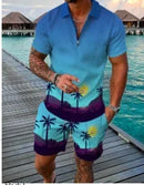 2025 Summer Men Clothing Fashion Short Sleeve Polo Shirt+shorts Sets 3D Print Trend Tracksuits Breathable Men's 2PCS Sets S-5XL