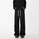 New Korean Fashion Pleated Wide-leg Sweatpants For Men Hip Hop Solid Color Baggy Pants Y2K Streetwear Gray Straight Trousers