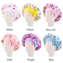 Kids Satin Bonnet Sleep Hat Silk Shower Cap for Child Hair Beanie at Night Boy Girls Flower Printed Silk Sleep Cap with Band Bow
