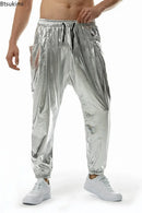 2025 Men's Shiny Metallic Jogger Sweatpants Hip Hop Wet Look Trousers Men Club Party Festival Prom Streetwear Pantalones Hombre