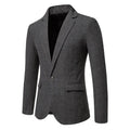 Classic Men's Casual Blazer Jackets SIngle Button Vintage Check Suit Coat Male Khaki