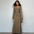 Fashionable Loose-Fit Long Sleeve Dress Women's Autumn 2024 U-Neck Back Strap Cross-Border European And American Style