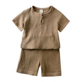 2-8 Years Children Casual Suit Kids Muslin T Shirt Shorts Pajamas Boy Girl Green White Tops Bottoms Summer 2 Pcs Clothing Set