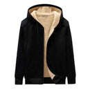 Winter Lambswool Coats Thicken Warm Jackets Long Sleeve Zipper Hoodies Casual Sports Fleece Black Coat Hooded Men Women Jacket