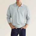 2024 Autumn leisure Home long Sleeve top Fashion Men's solid color lapel Men's POLO Shirt