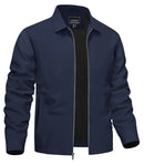 TACVASEN Lightweight Work Jackets Mens Classic Tunic Style Zipper Pockets Bomber Jackets Full Zip Spring Fall Jacket Outwear